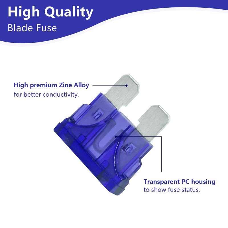Fuselechada (80Pcs) 3 Amp Standard Fuse, 3A Car Blade Fuses