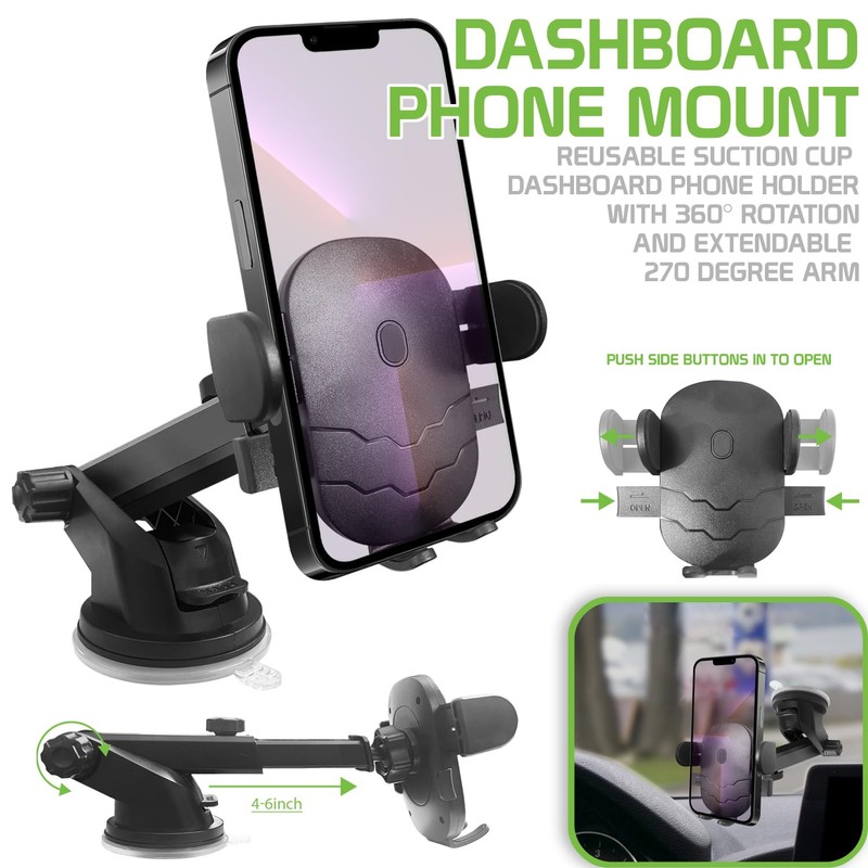 Cellet Dashboard Phone Mount, Reusable Suction Cup Dashboard Phone Holder
