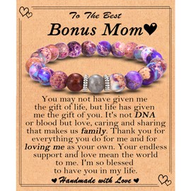 FIEEFX Gifts for Bonus Mom Mothers Day Christmas Valentines Day Easter Birthday Gifts Stocking Easter Basket Stuffers Beaded Bracelet Jewelry Gifts for Bonus Mom Women