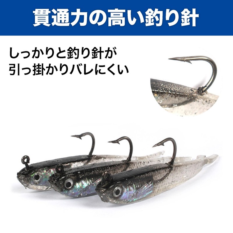 Felimoa Jig Head Worm Soft Lure, Approx. 0.2 oz (6.5