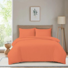 Hadi London Microfibre Duvet Cover Set Single Double King Soft Breathable Brushed Bedding Set Quilt Cover with 2 Matching Pillowcase (Orange, King)