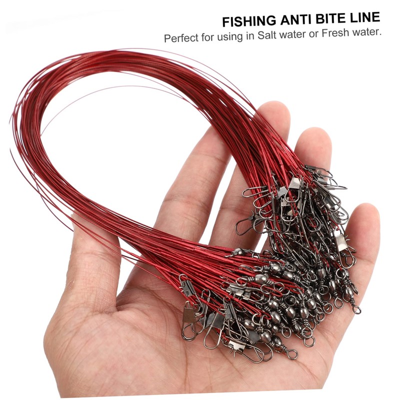 KOMBIUDA Bite-Resistant Fishing Wire Trace Leaders 100 Pieces Swivel Snap