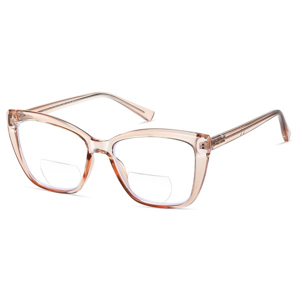 PUBOWT Bifocal Reading Glasses For Women Cat Eye Oversized Spring