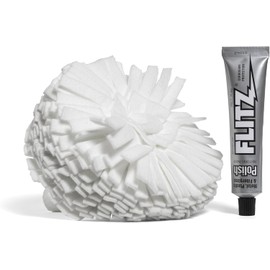 Flitz Buff Ball w/ 1.76oz Metal Polish Paste - 7in Drill Buffer Polisher Attachment for Any 3/8in Drill - Self-Cooling, Washable Polishing Ball to Buff, Shine, & Protect All Metals, Plastics (1 Pack)