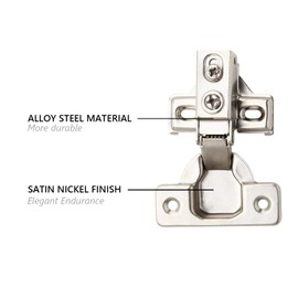 Face Frame Quiet Soft Close Cabinet Door Hinges, 1/2 Inch Overlay, with Built-in Metal Dampers, Strong Heavy Duty Steel for Kitchen Bathroom (12)