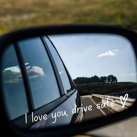 2Pcs Black I Love You Driving Safe Mirror Sticker, Drive I You Rearview Decal, I Love You Drive Safe Sticker, Rear View Mirror Decal, Car Stickers Decal，Bumper Stickers, Decals and Magnets
