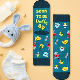 Soon to be Daddy Socks for New Dad Men - Funny Novelty First Fathers Day Birthday Cool Unique Gifts for Expecting Dad to be Papa Husband - Fun Funky Crazy Crew Socks Christmas Stocking Stuffers