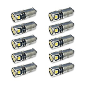 High Output 12/28VDC BA9S T3-1/4 Miniature Bayonet Base LED Replacement Bulb | Replaces Bulbs 12V: 1414 1416 1813 1816 1895 | 28V: 313 1495 1819 1820 1864 757 (10-Pack; Pure White)