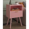 Veegle Nightstand,Modern Bedside Table with Storage Drawer and Open Wood