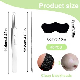 OHREN 40 Stück Tiefenreinigende Mitesser-Nasenstreifen mit Aktivkohle, Mitesserentferner Stripes, Für Alle Hauttypen, Für Männer und Frauen