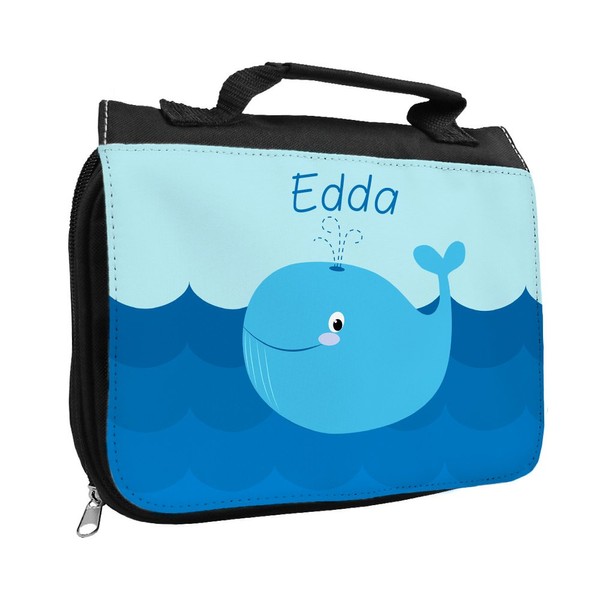 Toiletry Bag with Names Edda and a Whale Motif for