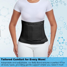 Postpartum & Post Surgery Abdominal Binder. Postpartum Belly Band Support Recovery after C-Section, Natural Birth, Hysterectomy, Hernia Belt (Black,L)