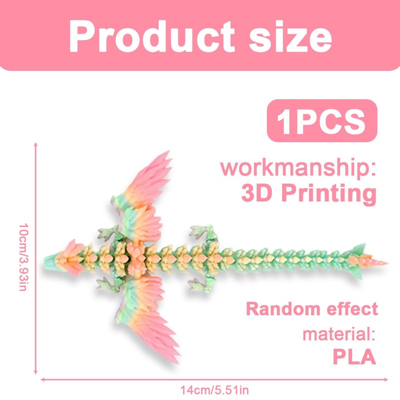 KEQAR 3D Printed Dragon Miniature Toy Home Office Decoration Mysterious