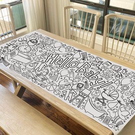 Tiny Expressions Hello Baby Coloring Poster or Table Cover - Rolled, No Creases 30" x 72" Paper Tablecloth for Baby Shower - Welcome Home Baby Sign