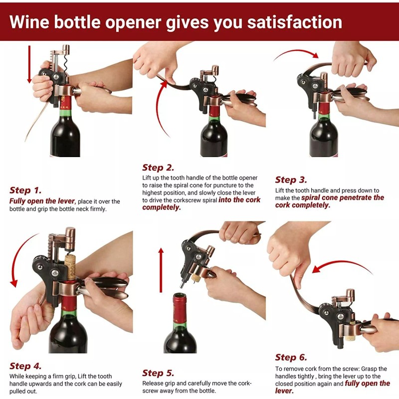 Holleringlan Elegant Stainless Steel Rabbit Wine Bottle Opener Corkscrew Foil