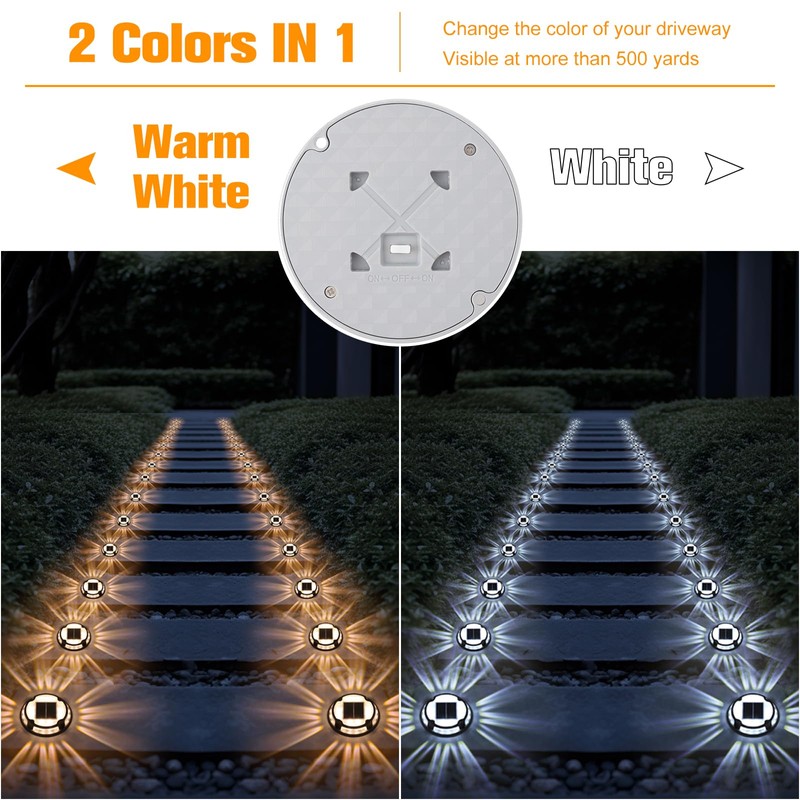 VOLISUN Solar Driveway Deck Lights Dock Marine Lights,16 Pack Solar