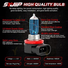 SYJIIP Compatible for Nissan Sentra Headlights 2013 2014 2015 2016 2017 2018 2019, H9 High Beam H11 Low Beam, Halogen Headlamp, 6000k White, 300% Brightness, 4-Pack