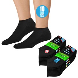 SOXCO 10 Pairs of Men's Trainer Socks, UK Size 6-8, Short Socks, black