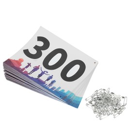 PATIKIL Tearproof Running Bib Numbers 7x6 Inch, 201-300 Waterproof Race Competitor Numbers with Safety Pin for Marathon Sports Game Competition Runner, Multicolor