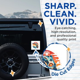 (2 Pack) Florida Travel Stickers - Colorful Florida Map - Sunshine State Vacation - Tropical Beach Palm Tree - 5" On Longest Side - Sticks to Smooth Flat Surfaces - Made in USA - BMCS4885