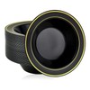 JOLLY PARTY 50PCS Black Plastic Bowls with Gold Rim-12oz, Christmas