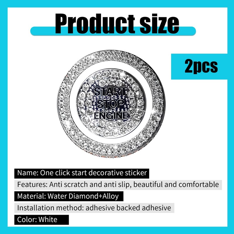 Flygun 2 PCS Car One-Button Start Button Cover, 1.1In Metal