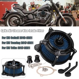 Unbranded Spike Air Cleaner Blue Intake Filter Kit For Harley M8 Touring Trike 2017-2023