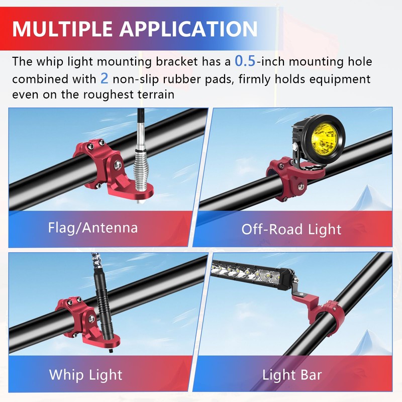 Chelhead UTV Flag Antenna Mount for 1.5 to 1.75, 1.75