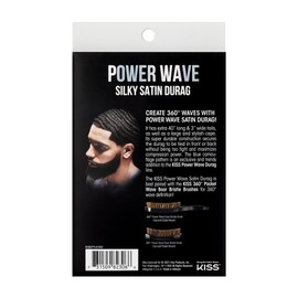 KISS COLORS & CARE Luxe Power Wave Silky Satin Durag, Premium Quality, Black and Gold, 40" x 3", Long and Wide Tails, Ultimate Compression, One Size, One Piece