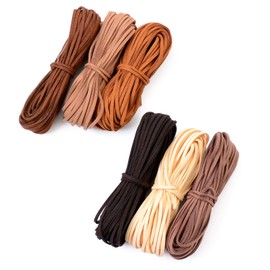Homexk Suede Leather Cord, Leather Cord, 32.8 ft (10 m) x 6 Color Set, Leather Cord, Leather Craft for Necklace, Accessory Parts (Brown)