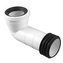 Merriway BH04134 Easy-Fit Standard WC Pan Connector 90 Degrees Bend Outlet 100 mm (4 inch) - White