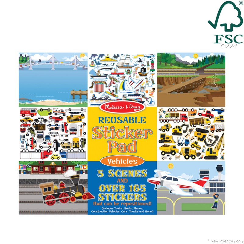 Melissa & Doug Reusable Sticker Pad: Vehicles - 165+ Reusable