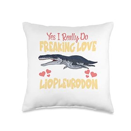 Dinosaur Lover Yes I Really Do Freaking Love Liopleurodon Dinosaur Throw Pillow, 16x16, Multicolor