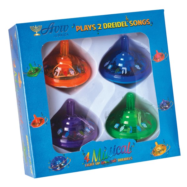 Aviv Judaica 6 Pack of 4 Musical Light Up Dreidels