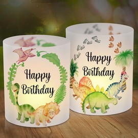 12 Lantern Table Decoration Birthday, Happy Birthday Table Decoration, Green Dino Lanterns, Table Decoration, Dinosaur Birthday Decoration, Jungle Safari Lantern, Suitable for Boys Girls Birthday