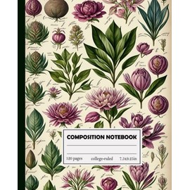 Composition Notebook College Ruled vintage botanical illustration for Music and Nature Lovers