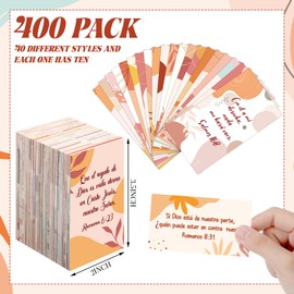 Motiskyy 400 Pcs Spanish Prayer Cards Christian Cards with Inspirational Bible Verses Mini Scripture Inspirational Spanish Christian Gifts for Daily Encouragement, 40 Styles(Bohemian Style)