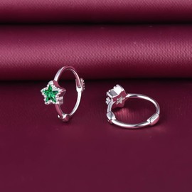 Yumilok Women's Hoop Earrings 925 Sterling Silver Cubic Zirconia Pentagram Star Women's Stud Earrings Huggie Piercing Cartilage for Women, Silver