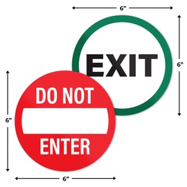 Exit - Do Not Enter Sign 2pk Stickers | Double Sided Signs for Glass Doors | 6" Indoor Outdoor Weatherproof Vinyl Glass Safety Stickers - Do Not Enter/Exit