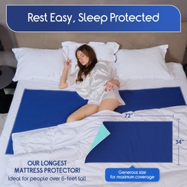 Inspire Waterproof Washable Mattress Pad, Quilted and Dark Colored to Hide Stains, Oversized 34"x 72" – Adults and Kids Reusable Underpad for Incontinence