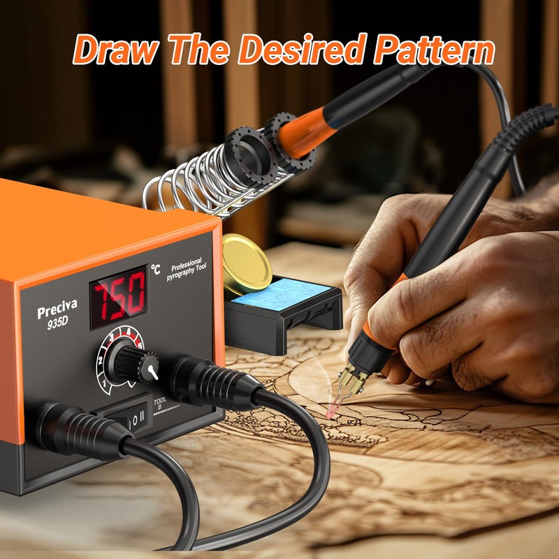 Preciva 935D Dual Pen Wood Burning Kit with Digital Display