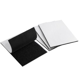 Melsan 4x6 Inch Hook and Loop Tape Heavy Duty - 4 Sets - Strong Back Adhesive Fastener for Home Office Indoor Outdoor Use - Instead of Holes and Screws, Black
