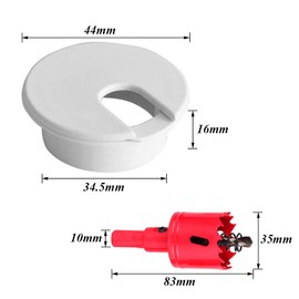 Trsnzul Cable Grommet 35 mm White Pack of 20 Cable Grommet Desk 35 mm Cable Pass White with Hole Saw Desk Channel Cable Hole for Desk Hole Cover
