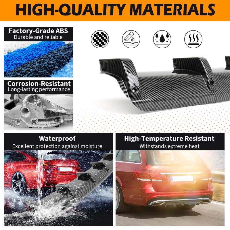 JMTBNO Rear Bumper Diffuser Lip Splitter Shark Fin Carbon For