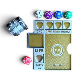 Comand Zone Tray with Life Counter and Dice for MTG Commander EDH (Gray)