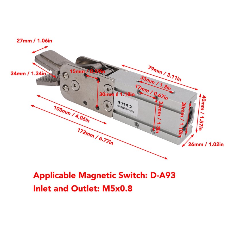Air Cylinder Robotic Gripper Clamp Cemented Carbide Double Action Pneumatic