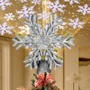 RNSSEZ Snowflake Christmas Tree Topper Decorations, 3D Silver Glittered with