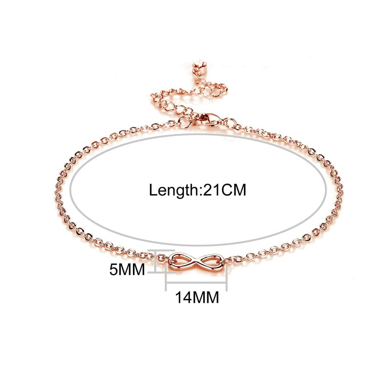 Philip Jones Rose Gold Plated Infinity Anklet with Zircondia® Crystals,