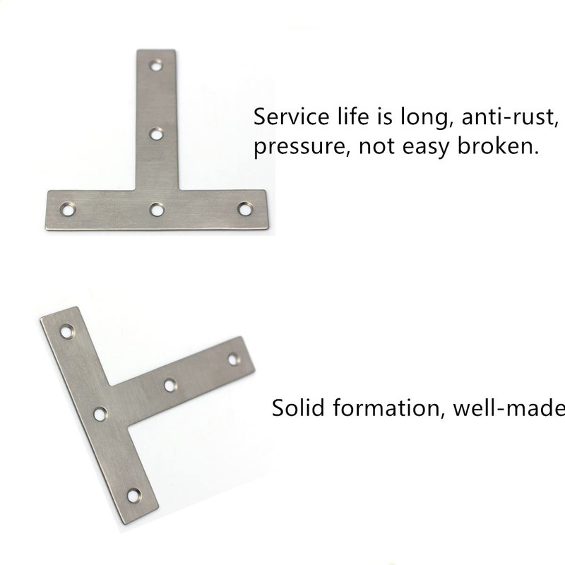 T Brackets, 10PCS Stainless Steel T Brackets, Flat T Shape