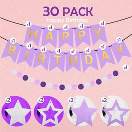 WD&CD Happy Birthday Decoration Banners for Birthday Party (Purple)